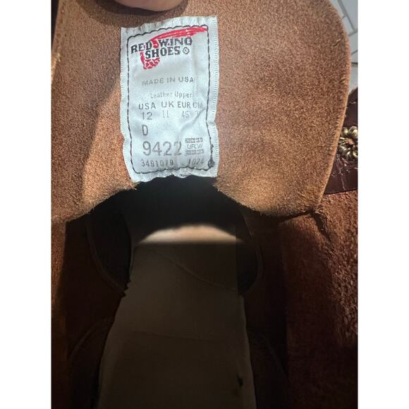 Red Wing 9422 Boots Mens 12D Brown Leather Work Boots USA Made Heritage